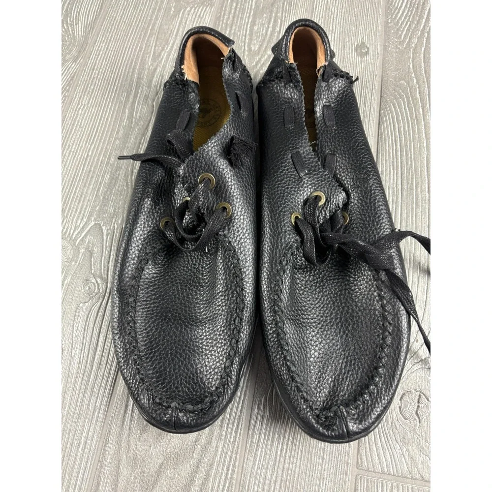 Camel Logo Mens Black Leather Lace Up Shoes Rubber Sole Size 47 ARMM1211